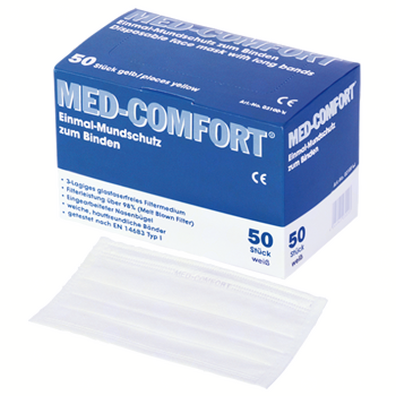MED COMFORT Mundschutz zum Binden - 3-lagig - blau